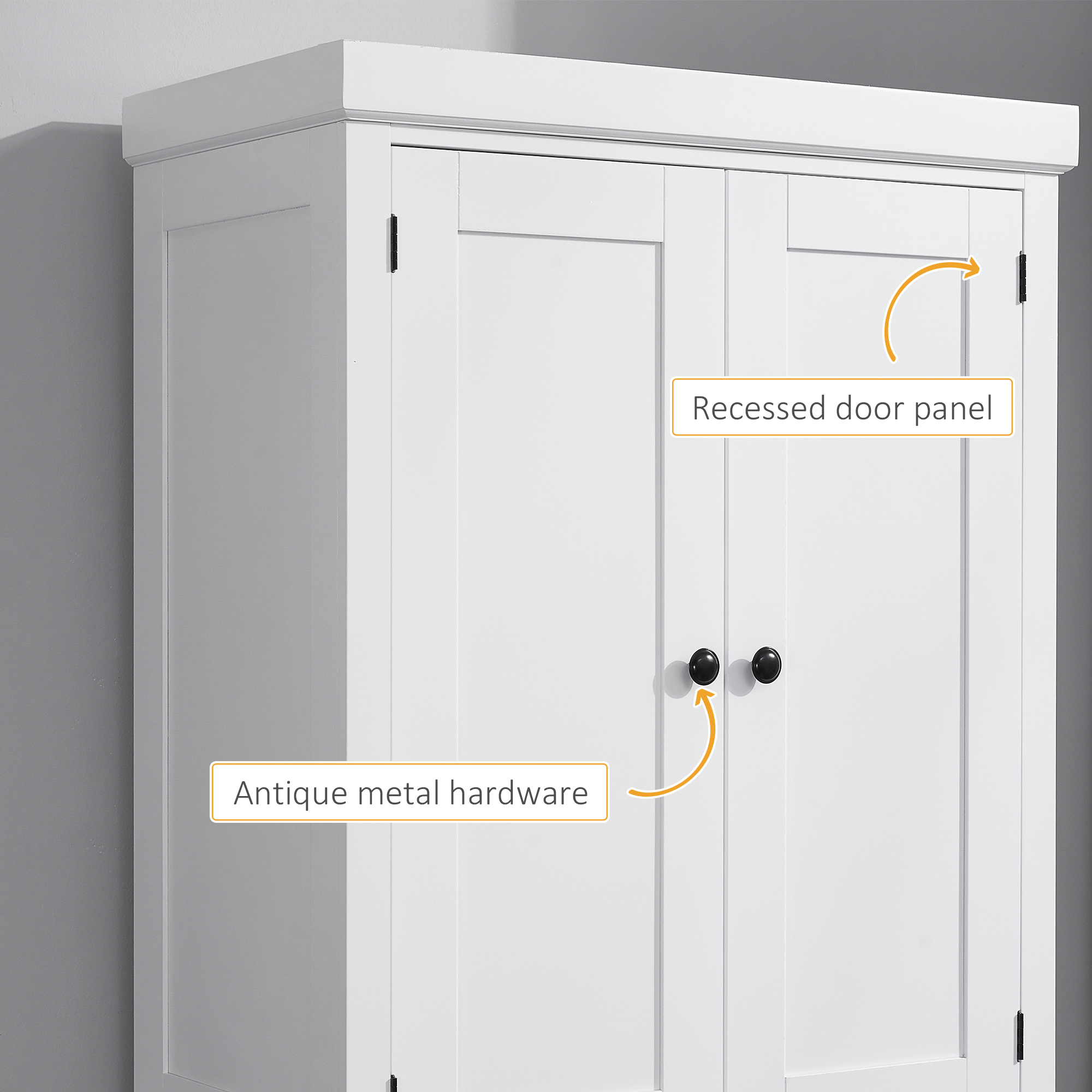Long Standing Kitchen Cabinet w/ 2 Drawers MDF Board White - Image 3