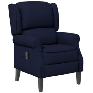 Push Back Recliner Chair, Vibration Massage Recliner for Living Room with Extendable Footrest, Remote, Pocket, Blue